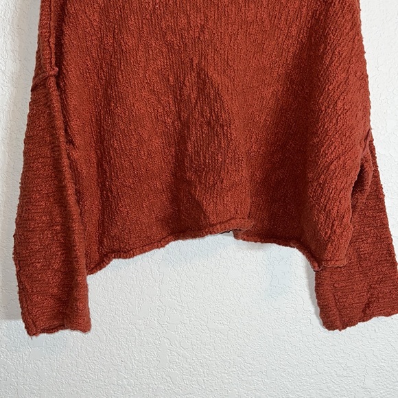Free People boxy fit cropped turtleneck sweater in rust orange Boho Gypsy Hippie - Picture 7 of 9
